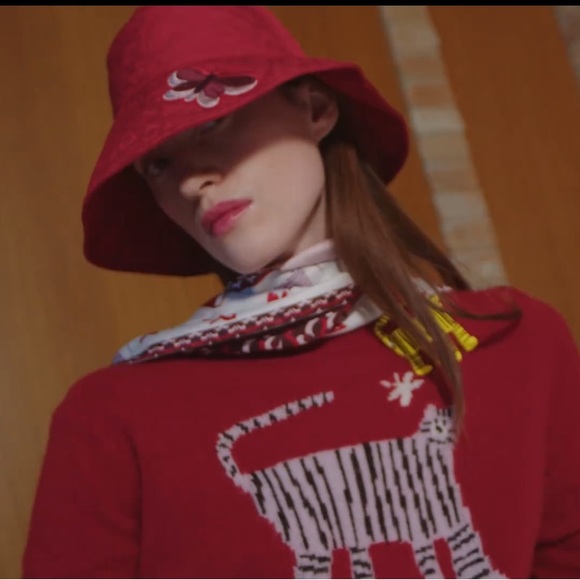 Weekend MaxMara Accessories Label-cut Logo Jacquard Hat. Sz: 57 Color:Red.New - Picture 2 of 16